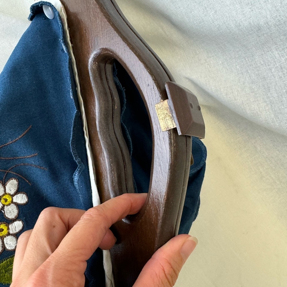 Medium Strawberry 🍓 Embroidered Navy Handbag Cottagecore Summer 🥰 - Picture 8 of 8